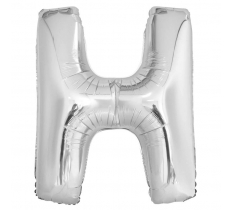 Silver Letter H Shaped Foil Balloon 34" Pack aged