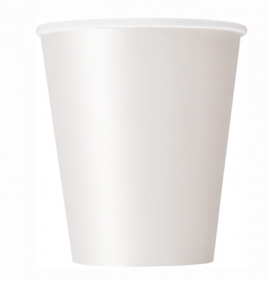 White Solid 9oz Paper Cups 8pc