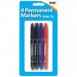 Tiger Bullet Tip Permanent Markers 4 Pack