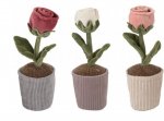 24cm Ornamental Plush Single Rose In Pot