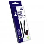 Stationery White Board Markers 2 Pack & Eraser
