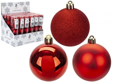 Christmas Bauble Decorations Set Of 5 Red 6cm