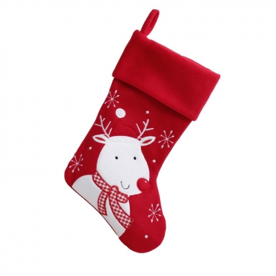 Deluxe Plush Red Modern Reindeer Stocking 40cm X 25cm