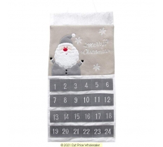 Deluxe Silver Santa Christmas Advent Calendar 38cm X 71cm