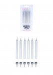 Silver Party Candles with 6 Holders (7.8cm) 6 Pack