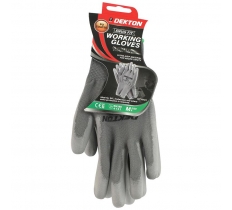 Dekton Snug Fit Grey Working Gloves Pu Coated