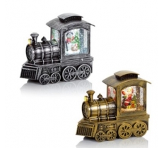 Christmas 16cm Train Water Spinner Santa - Snowman