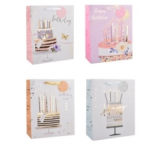 Womens Foiled Birthday Cake Large Gift Bag 30x42x12cm