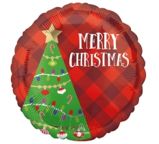 Festive Christmas Tree 18" Plaid Balloon