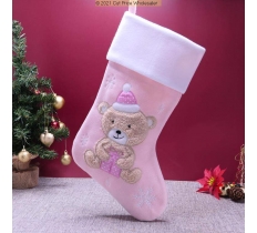 Deluxe Plush Pink Fluffy Teddy Stocking 40cm X 25cm