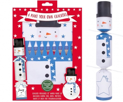 Christmas 6 Make Your Own Snowman 12" Crackers