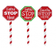 Santa Stop Here Stake 40cm ( Assorted Designs )