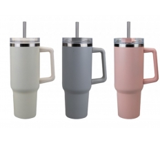 Double Wall Drinking Cup With Stainless Steel Straw 40oz