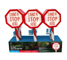 Led Timer Santa Stop Here Stake 55Cm