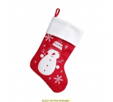 Deluxe Plush Red Modern Snowman Stocking 40cm X 25cm