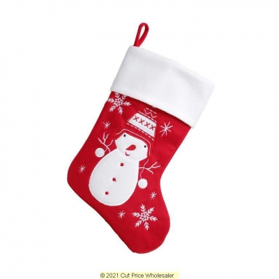 Deluxe Plush Red Modern Snowman Stocking 40cm X 25cm