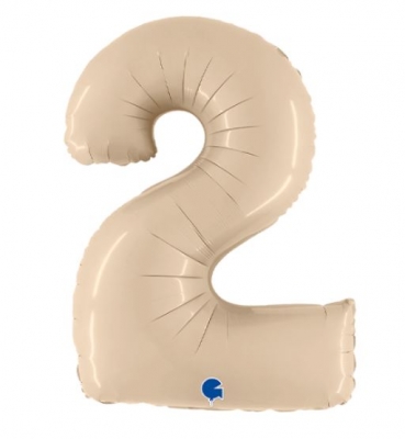 Cream 40" Number 2 Satin Foil Balloon