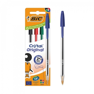 BIC Cristal Assorted Original Ballpoint Pen Medium 4 Pack