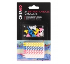 Chef Aid 24 Birthday Candles And 12 Holders