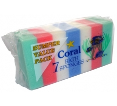 Superbright Coral Bath Sponges 7 Pack