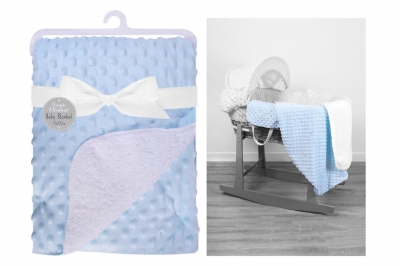 Bubble Mink Sherpa Baby Blanket 75cm X 100cm Blue