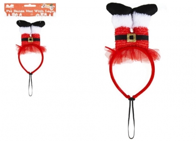 Pet Santa Legs Hat With Headband & Elastic Hoop