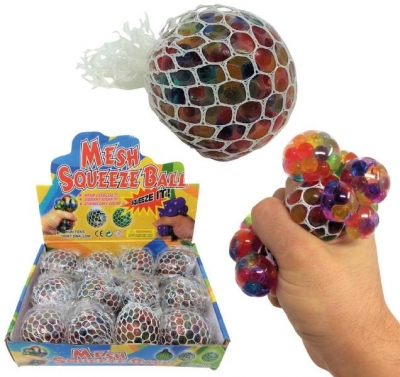 7cm Squishy Mesh Net Ball With Colour Beads