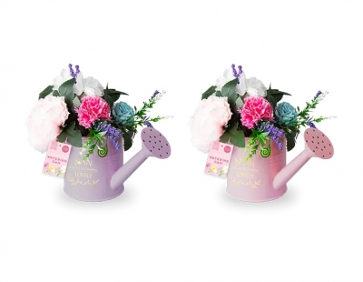 Mothers Day Watering Can & Artficial Flowers