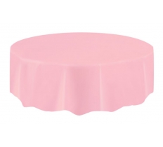 Lovely Pink Solid Round Plastic Table Cover 84"