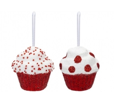 Candy Cane Cupcake Christmas Decoration ( Assorted Designs )