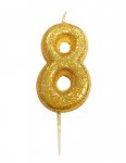 Age 8 Glitter Numeral Moulded Candle Gold