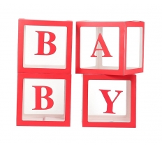 Set Of 4 Red Baby Balloon Boxes 30cm X 30cm