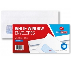 Mail Master DL White Window Self Seal 40 Pack Envelope