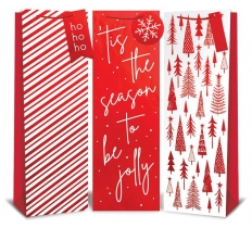 Christmas Red Foil Bottle Gift Bag 12cm x 36cm x 8cm