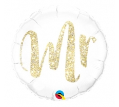 Qualatex 18" Round Mr. Glitter Gold Balloon