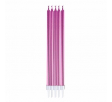 Metallic Pink Skinny Candles 16cm 10 Pack