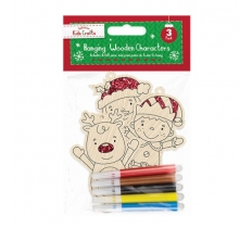 Colour-In Wooden Hanging Characters 3 Pack