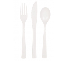 White Solid Assorted Plastic Cutlery 18pc