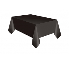 Black Solid Rectangular Plastic Table Cover 54" x 108"