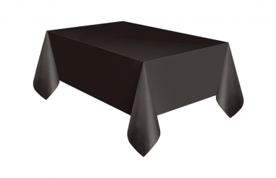 Black Solid Rectangular Plastic Table Cover 54" x 108"