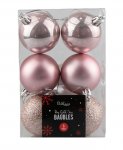 Rose Gold Baubles 5cm 6 Pack ( Assorted Designs )