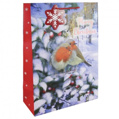 Christmas Robin Extra Large Bag ( 330mm X 455mm X 100mm )