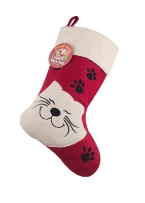 DELUXE PLUSH PET CAT CHRISTMAS STOCKING 40CM X 25CM