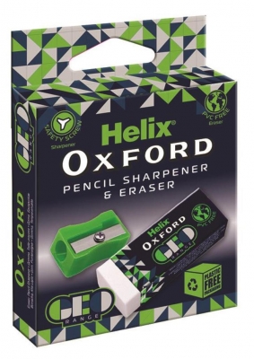 HELIX OXFORD GEO ERASER & SHARPENER GREEN