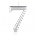 Metallic Silver Number 7 Birthday Candle