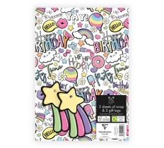 Happy Birthday 2 Gift Sheet and 2 Gifts Tags