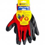 Red 10" 13G Polyester Black Nitrile Coating Gloves
