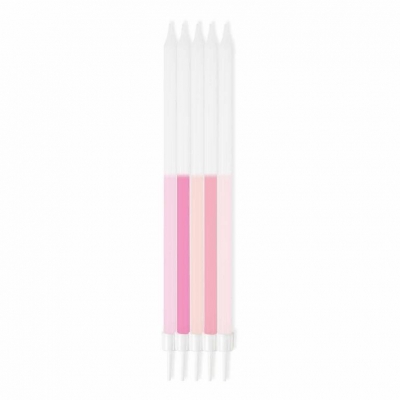 Pink Mix Skinny Candles 16cm 10 Pack