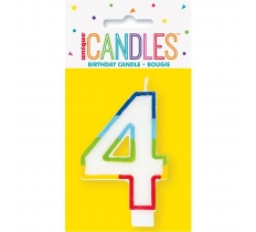 Rainbow Border Number 4 Birthday Candle
