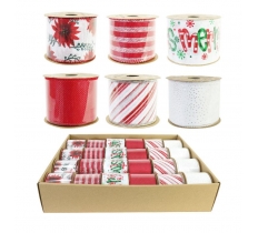 Ribbon Candycane Red/White 63mmx2.7M